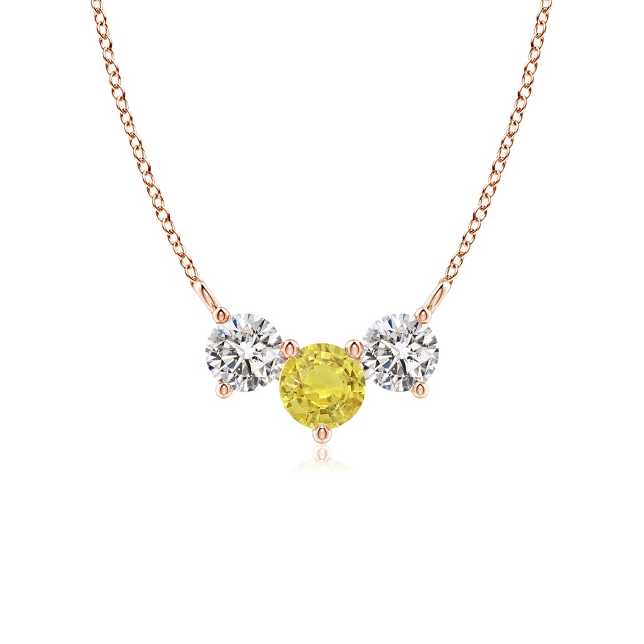 5mm AA Classic Yellow Sapphire and Diamond Necklace in Rose Gold 