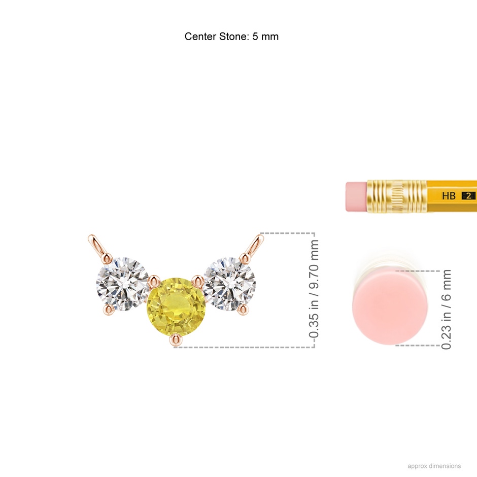5mm AA Classic Yellow Sapphire and Diamond Necklace in Rose Gold ruler
