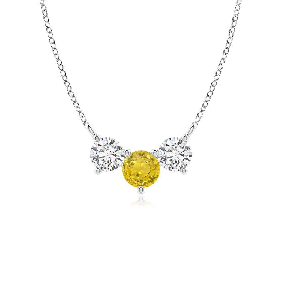 5mm AAA Classic Yellow Sapphire and Diamond Necklace in P950 Platinum 