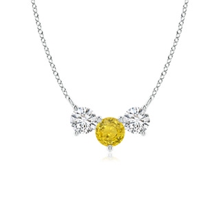 5mm AAA Classic Yellow Sapphire and Diamond Necklace in White Gold