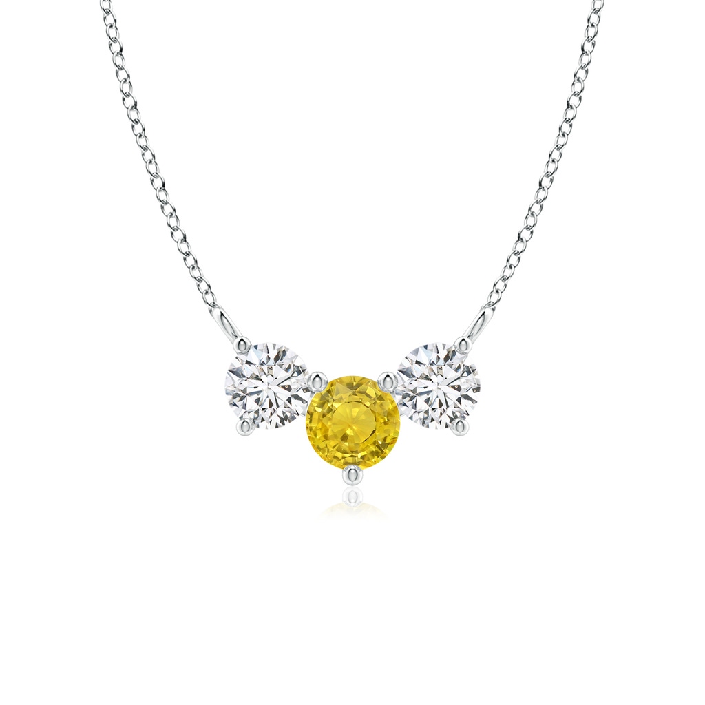 5mm AAA Classic Yellow Sapphire and Diamond Necklace in White Gold