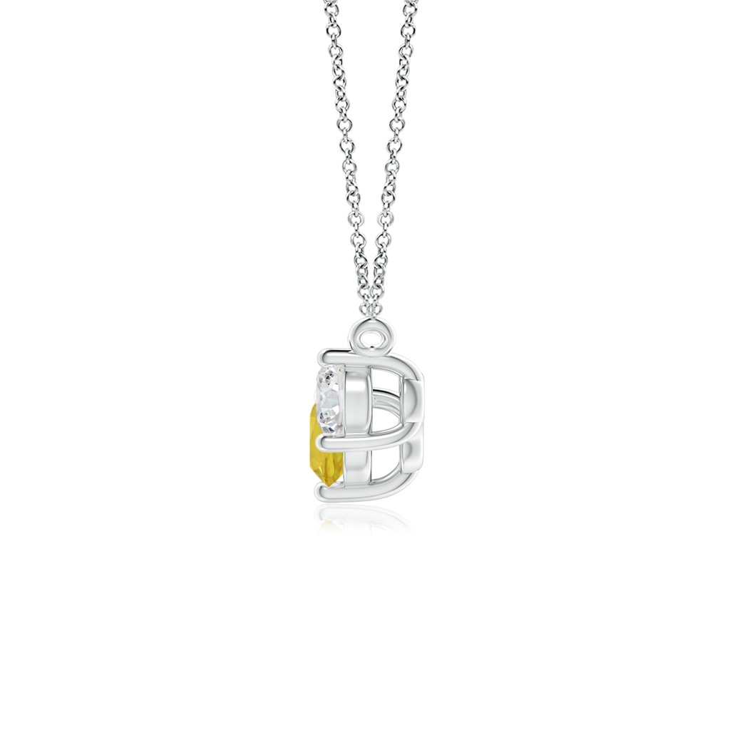 5mm AAA Classic Yellow Sapphire and Diamond Necklace in White Gold Side 1