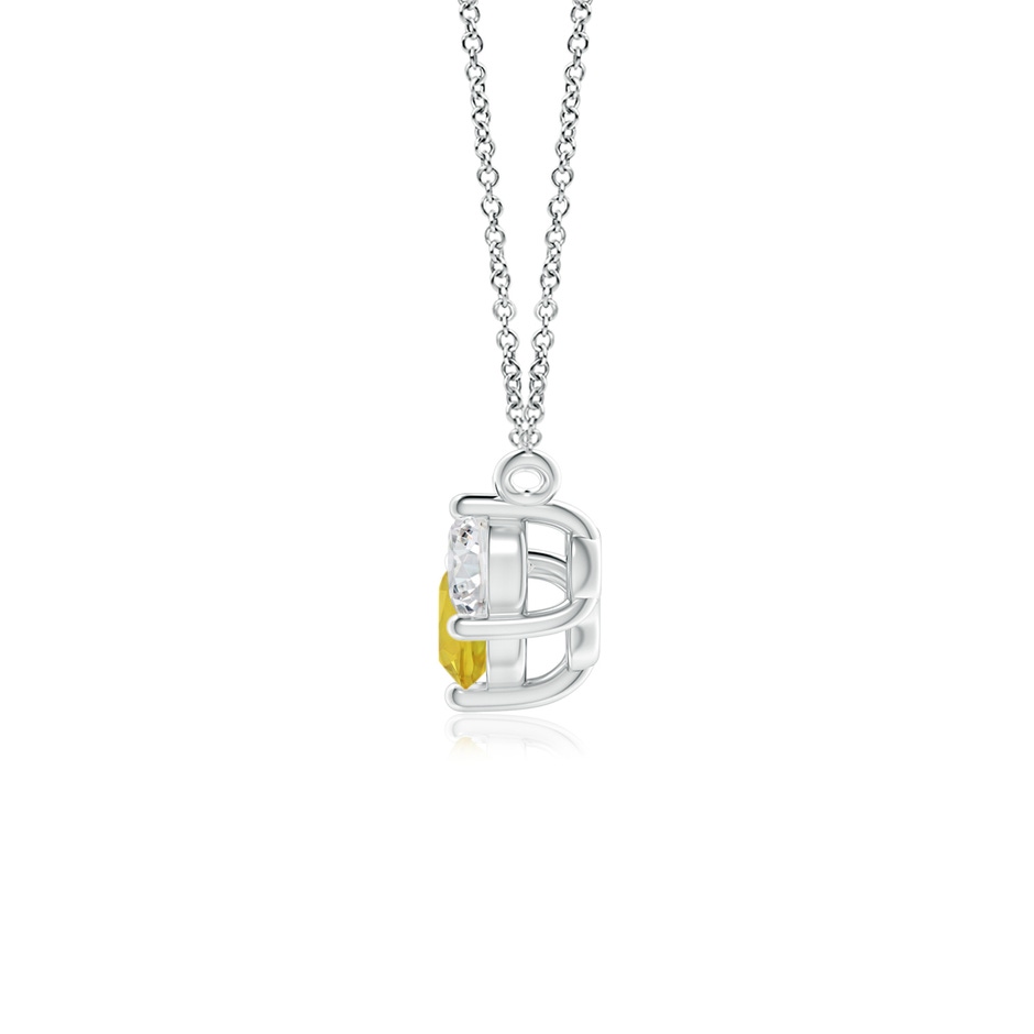 5mm AAA Classic Yellow Sapphire and Diamond Necklace in White Gold side 1