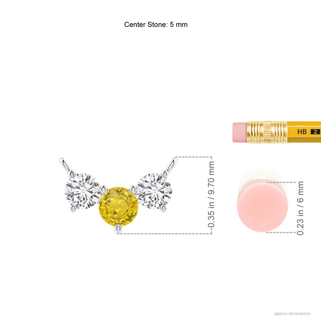 5mm AAA Classic Yellow Sapphire and Diamond Necklace in White Gold Ruler