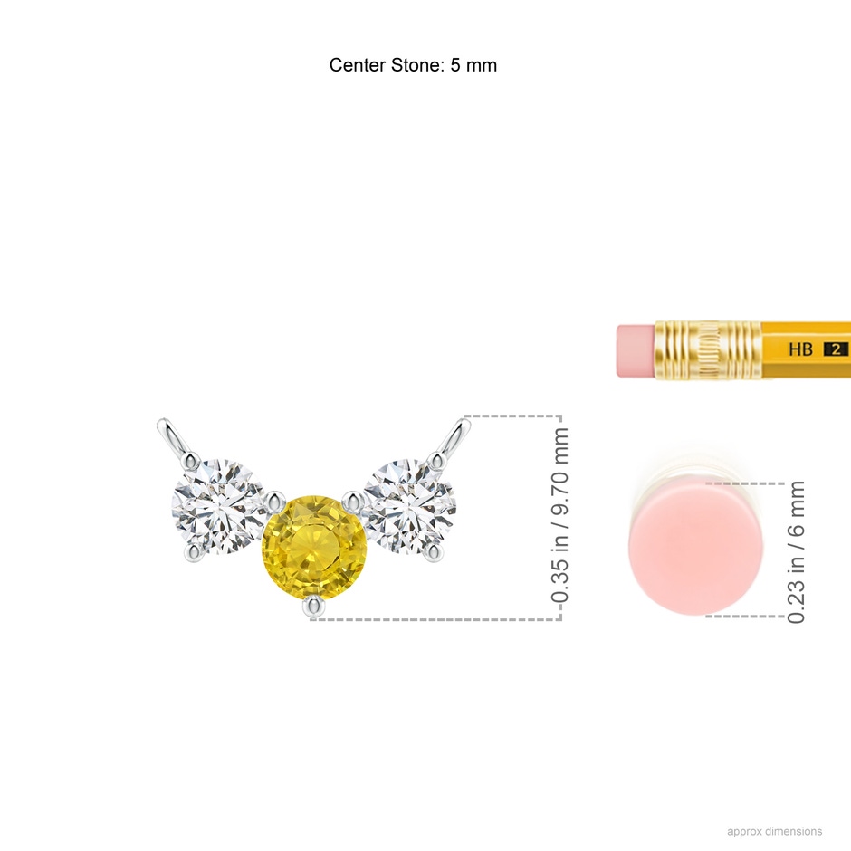 5mm AAA Classic Yellow Sapphire and Diamond Necklace in White Gold ruler