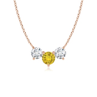 5mm AAAA Classic Yellow Sapphire and Diamond Necklace in Rose Gold