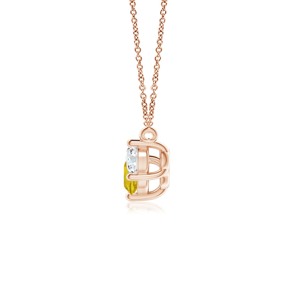 5mm AAAA Classic Yellow Sapphire and Diamond Necklace in Rose Gold side 1