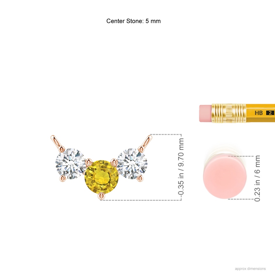 5mm AAAA Classic Yellow Sapphire and Diamond Necklace in Rose Gold ruler