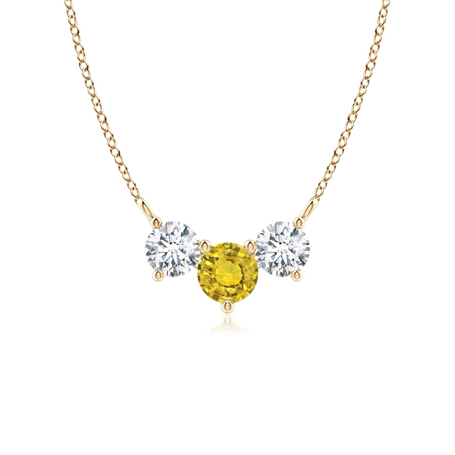 5mm AAAA Classic Yellow Sapphire and Diamond Necklace in Yellow Gold 