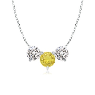 6mm AA Classic Yellow Sapphire and Diamond Necklace in P950 Platinum