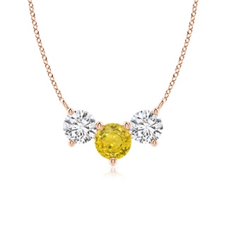 6mm AAA Classic Yellow Sapphire and Diamond Necklace in Rose Gold