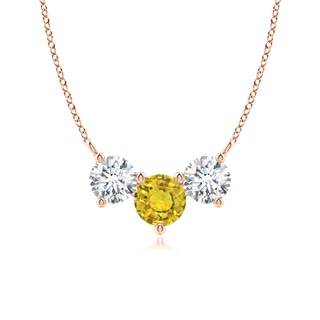 6mm AAAA Classic Yellow Sapphire and Diamond Necklace in Rose Gold