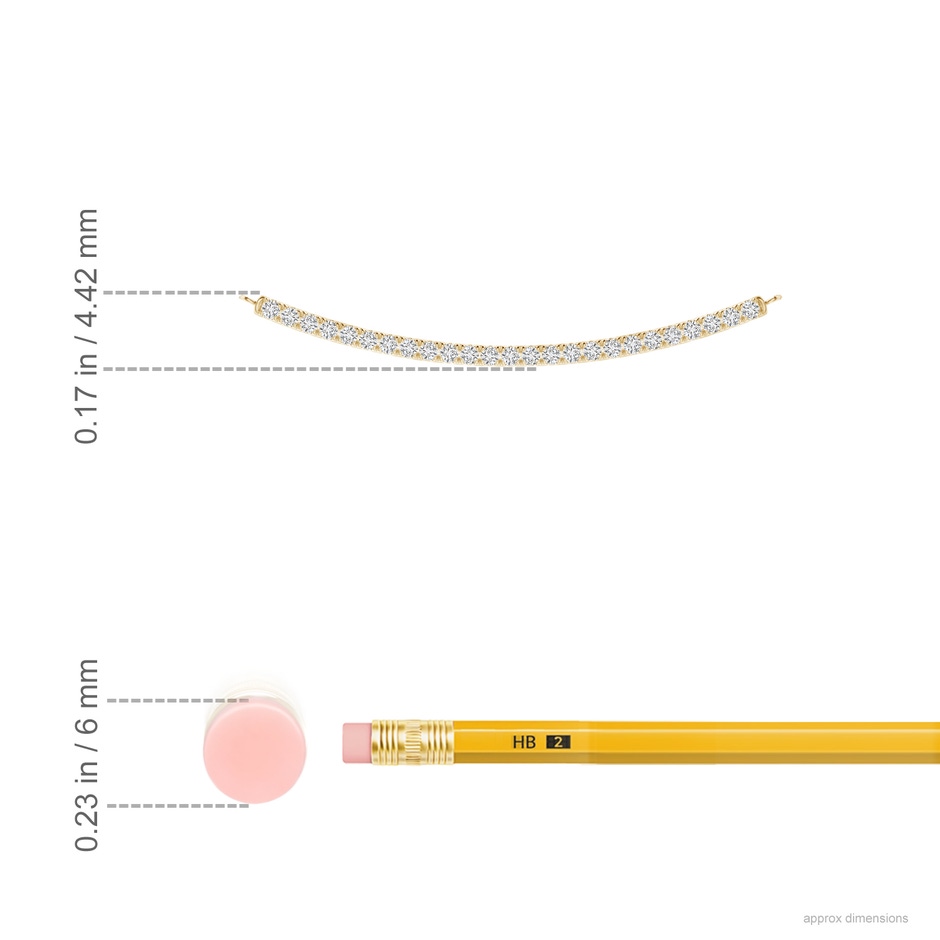 0.9mm HSI2 Classic Diamond Curved Bar Necklace in Yellow Gold ruler