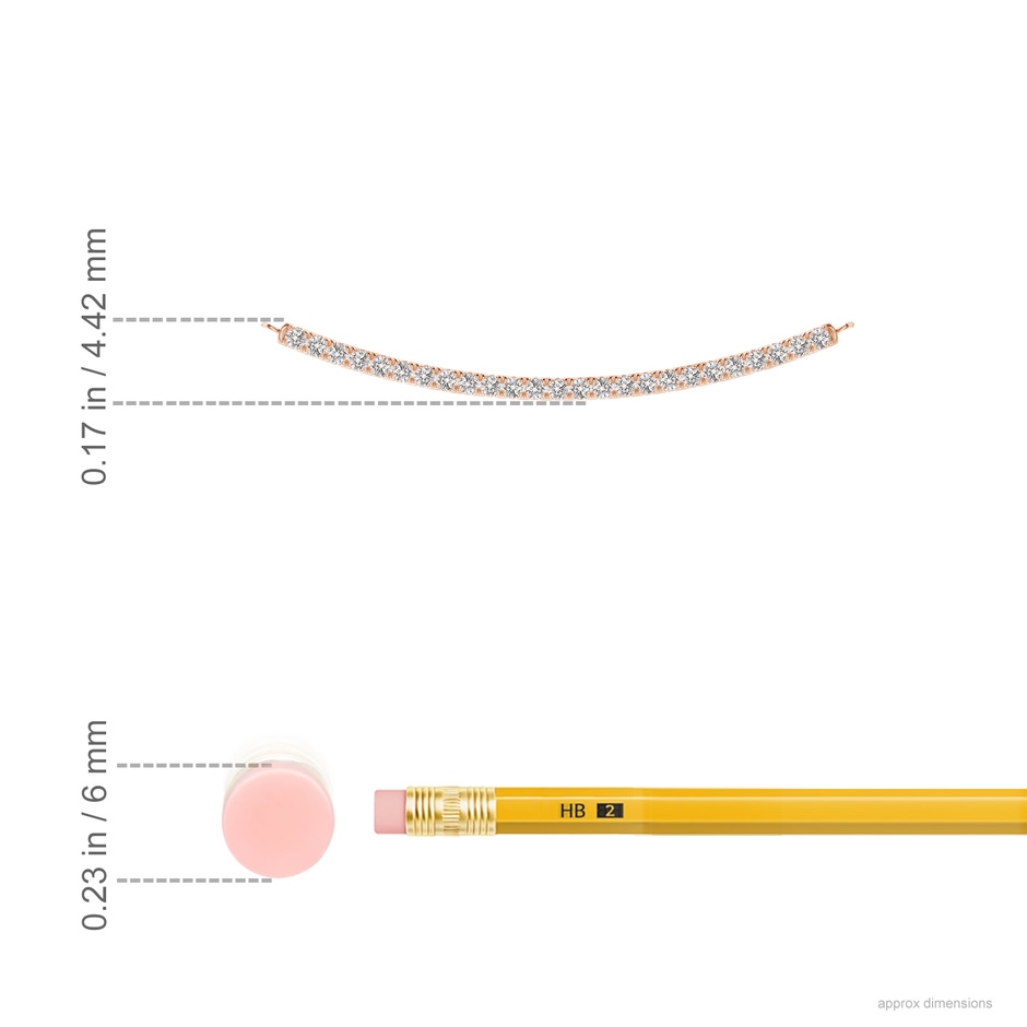 0.9mm IJI1I2 Classic Diamond Curved Bar Necklace in 9K Rose Gold ruler