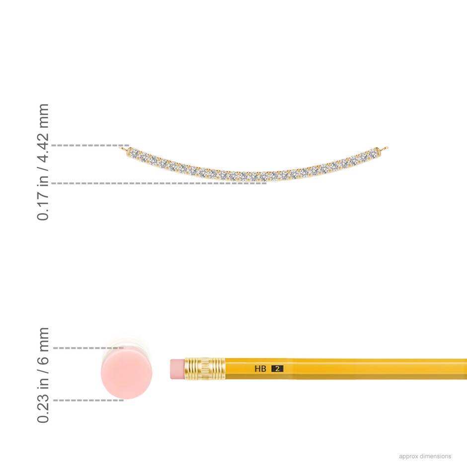 0.9mm IJI1I2 Classic Diamond Curved Bar Necklace in Yellow Gold ruler