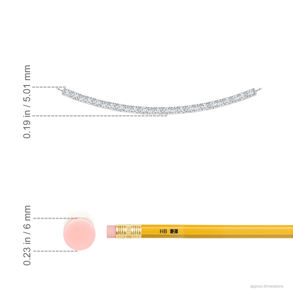 1.1mm GVS2 Classic Diamond Curved Bar Necklace in White Gold ruler