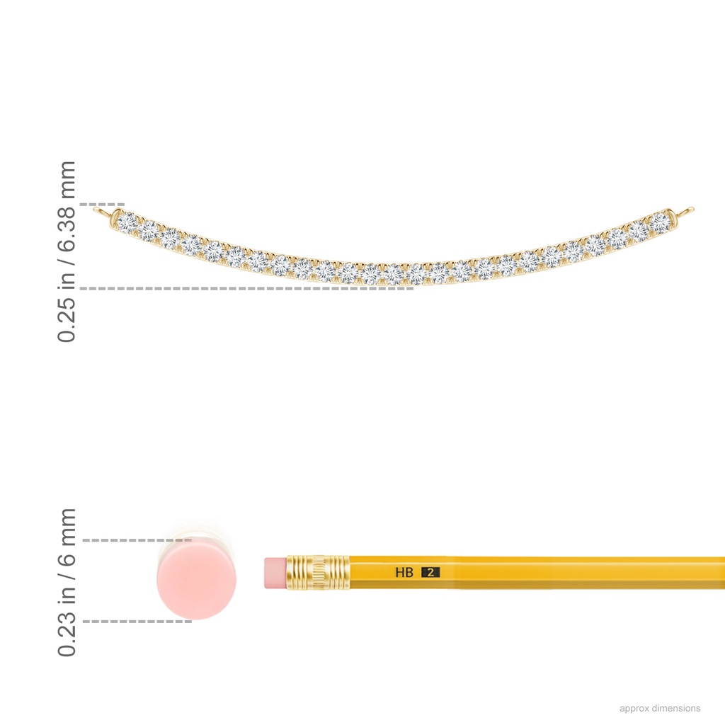 1.3mm GVS2 Classic Diamond Curved Bar Necklace in Yellow Gold Ruler
