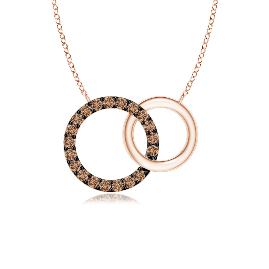 1.1mm AAA Interlocking Brown Diamond Circle Necklace Pendant in Rose Gold 