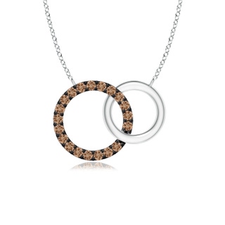 1.1mm AAA Interlocking Brown Diamond Circle Necklace Pendant in White Gold