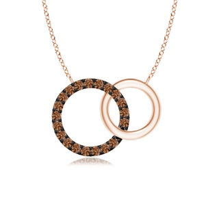 1.1mm AAAA Interlocking Brown Diamond Circle Necklace Pendant in Rose Gold