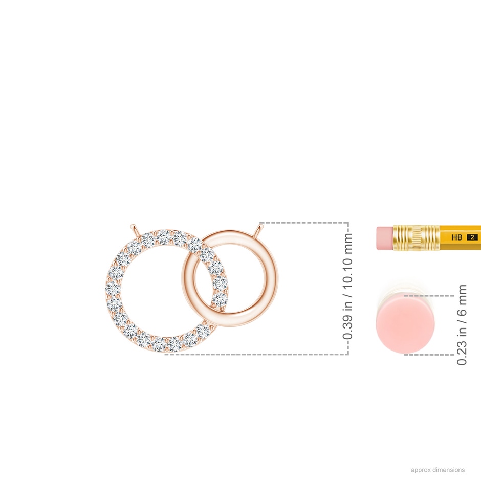 1.1mm GVS2 Interlocking Diamond Circle Necklace in Rose Gold ruler