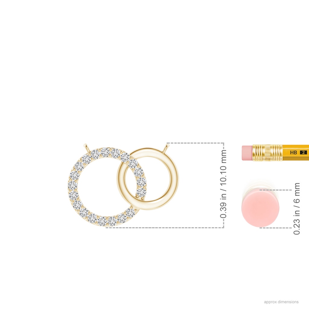 1.1mm HSI2 Interlocking Diamond Circle Necklace in Yellow Gold ruler
