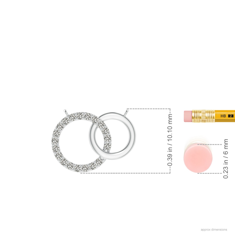 1.1mm KI3 Interlocking Diamond Circle Necklace in White Gold ruler