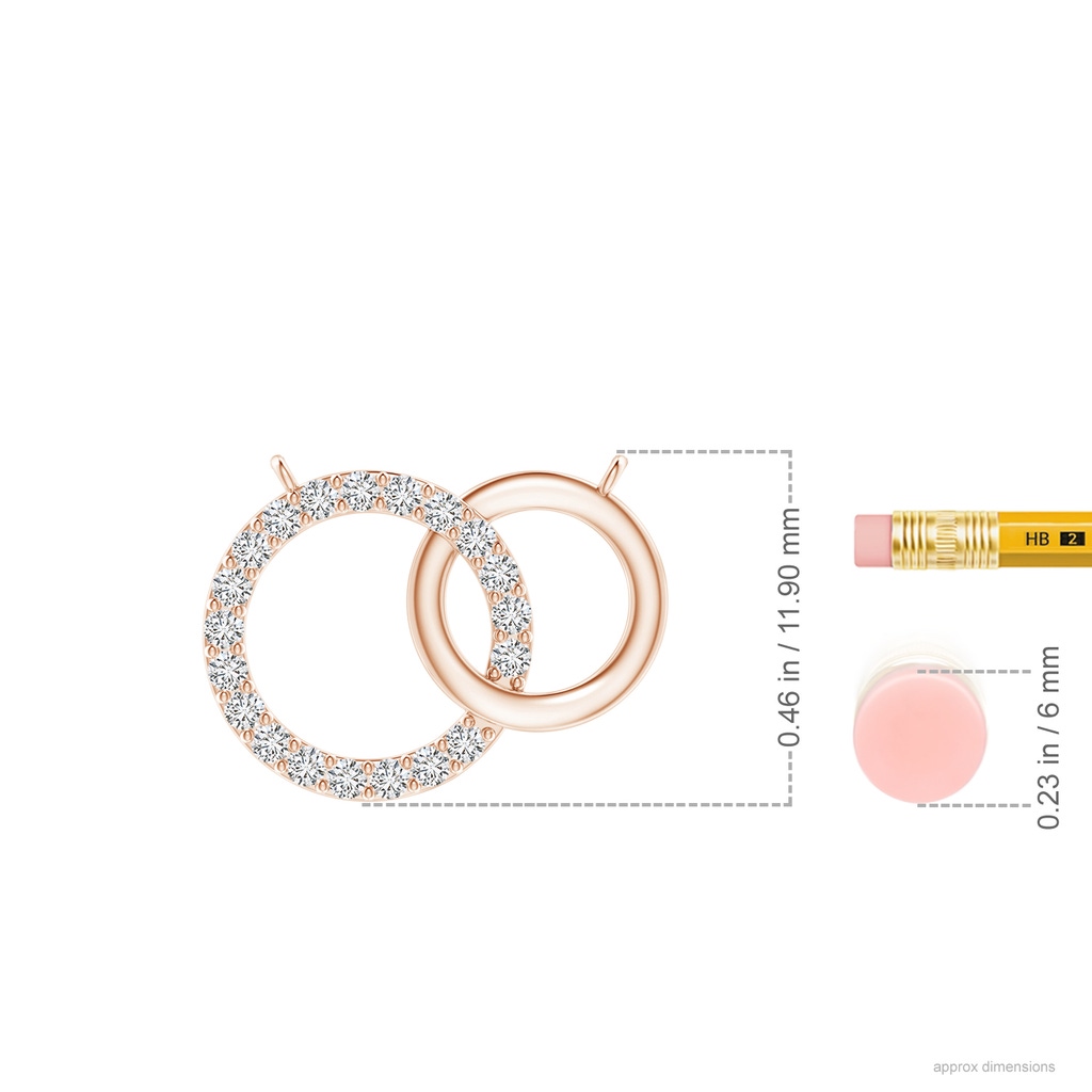 1.3mm HSI2 Interlocking Diamond Circle Necklace in Rose Gold ruler