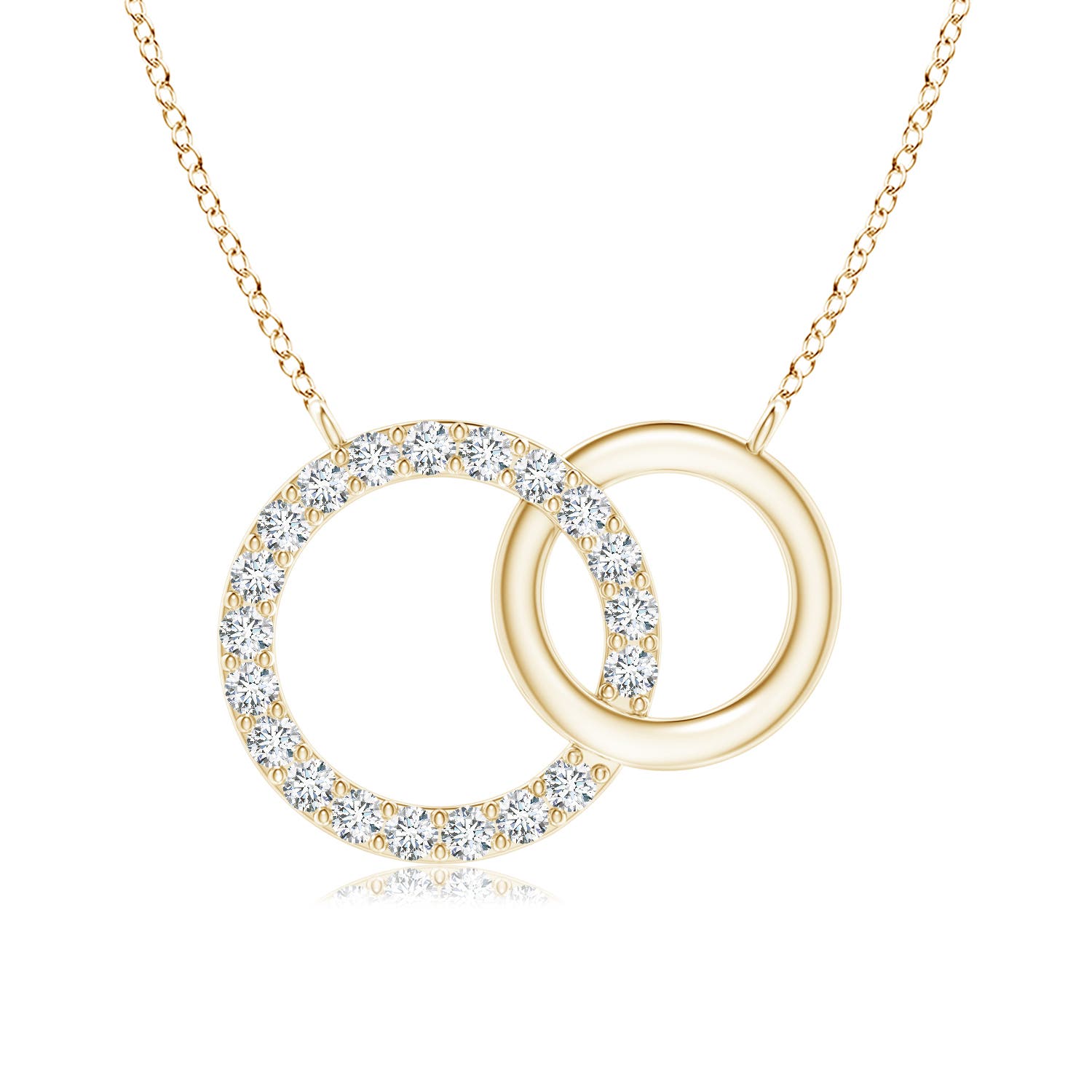 1.45mm GVS2 Interlocking Diamond Circle Necklace in 18K Yellow Gold