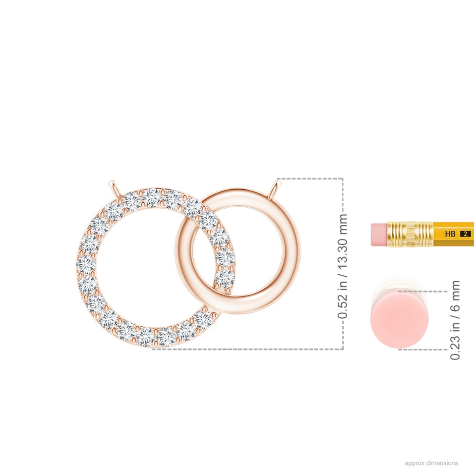1.45mm GVS2 Interlocking Diamond Circle Necklace in Rose Gold ruler