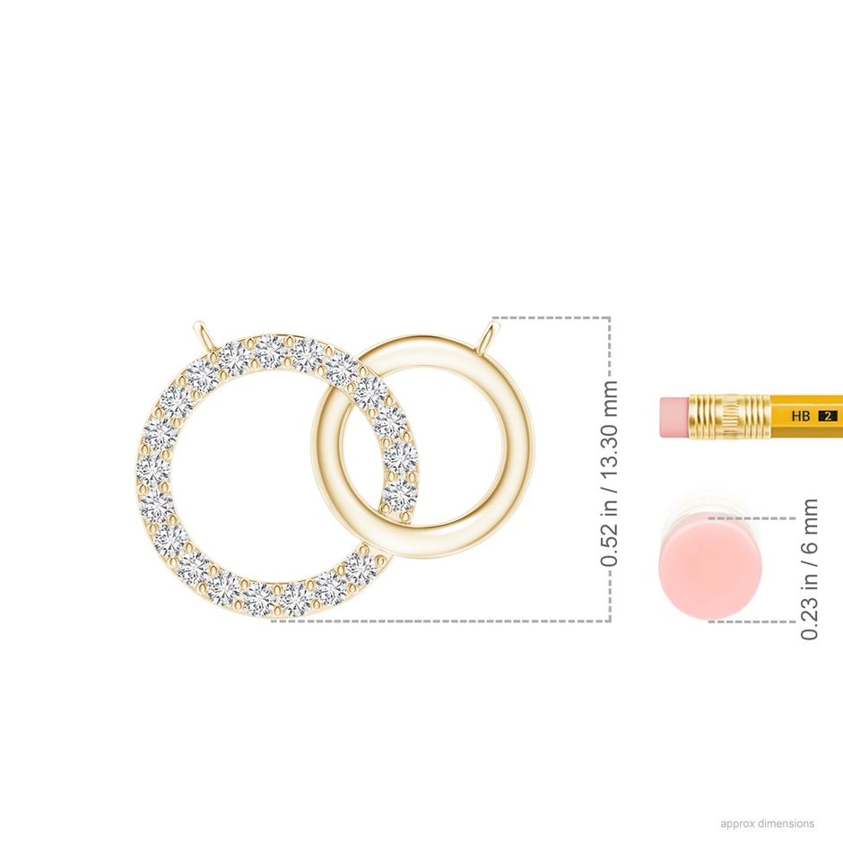 1.45mm HSI2 Interlocking Diamond Circle Necklace in Yellow Gold ruler