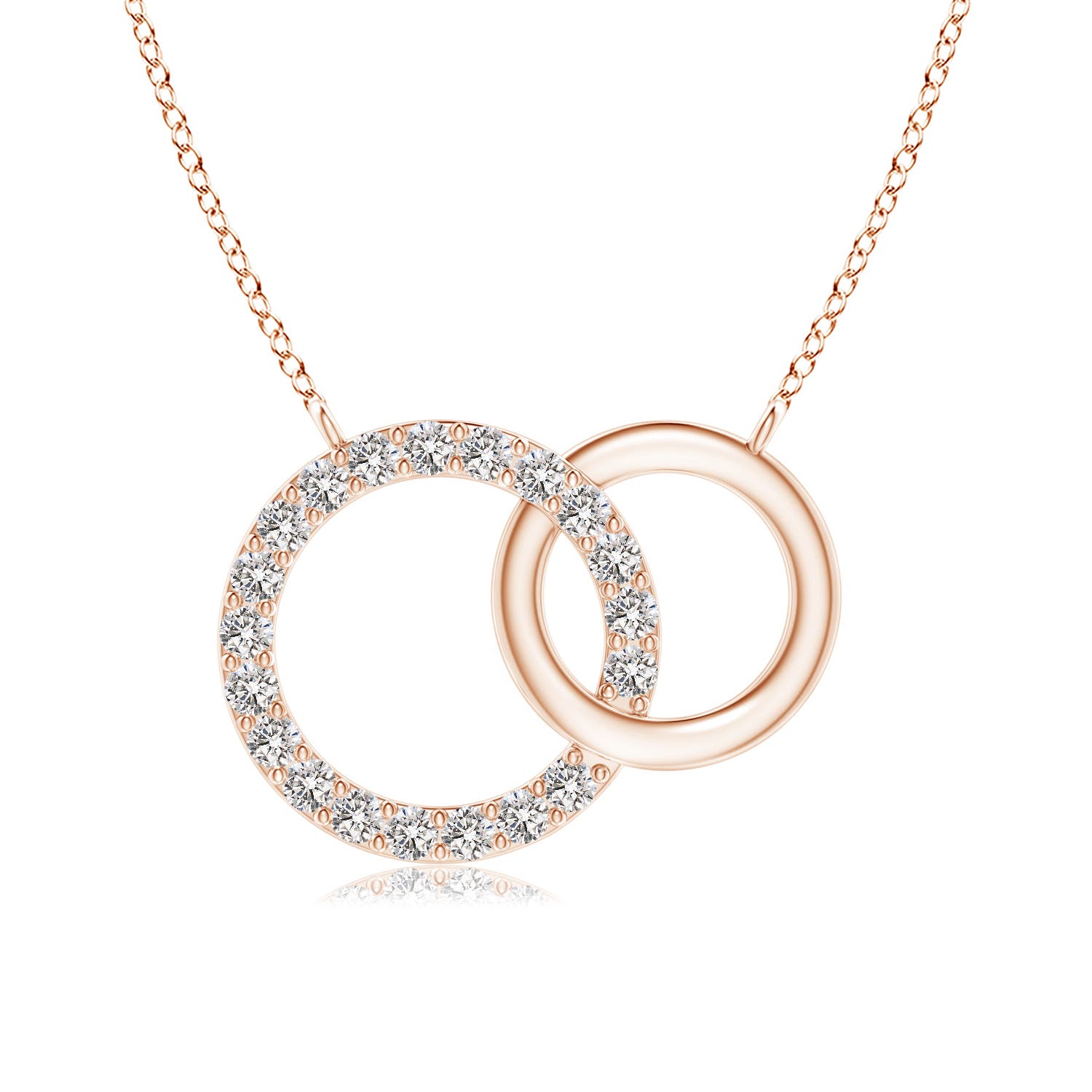 1.45mm IJI1I2 Interlocking Diamond Circle Necklace in 18K Rose Gold
