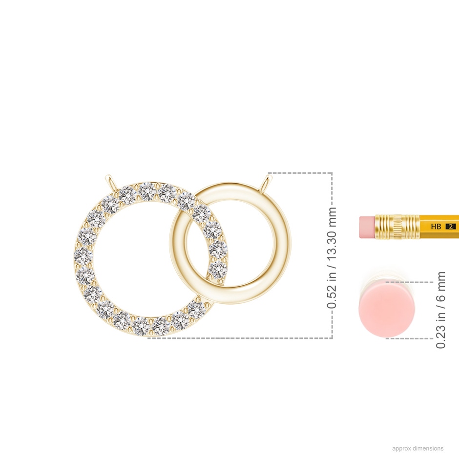 1.45mm IJI1I2 Interlocking Diamond Circle Necklace in Yellow Gold ruler