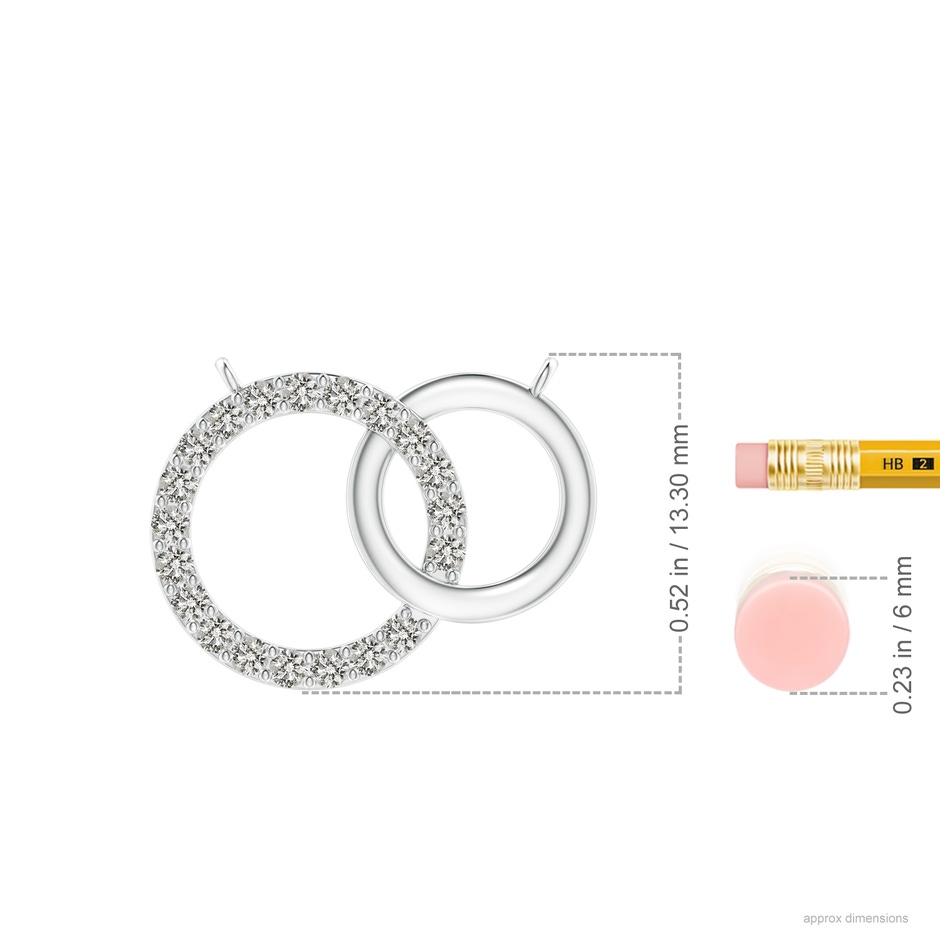 1.45mm KI3 Interlocking Diamond Circle Necklace in White Gold ruler