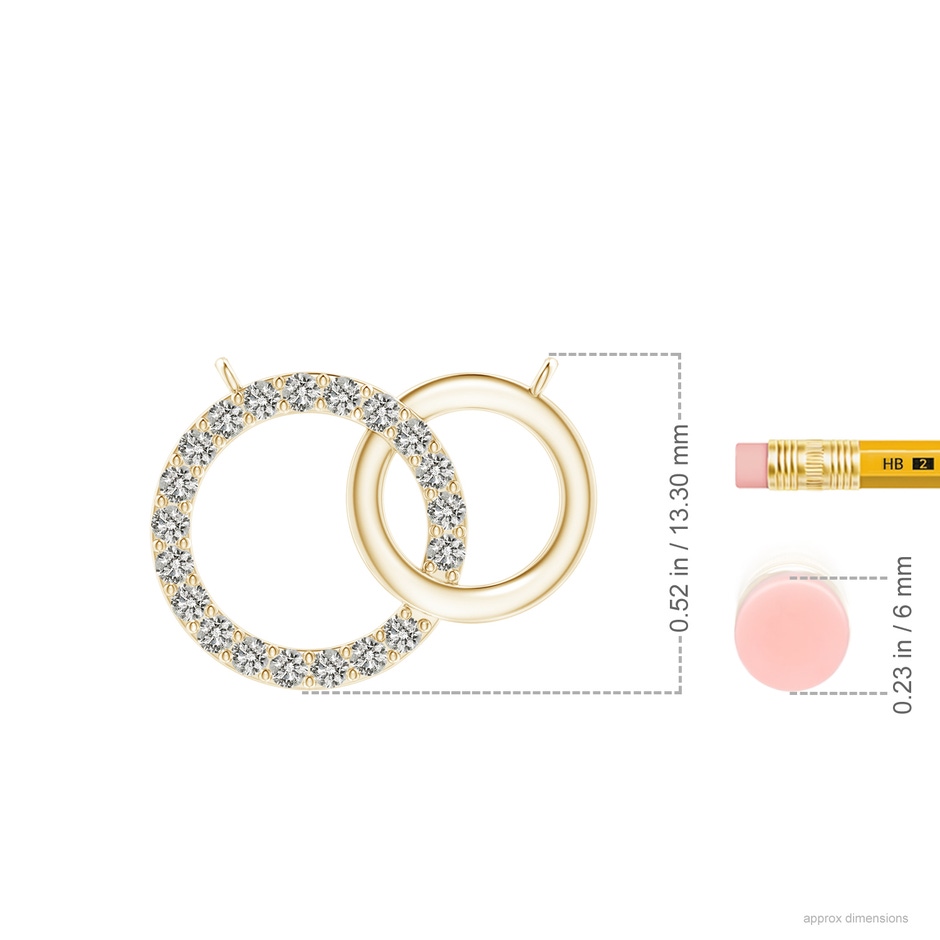 1.45mm KI3 Interlocking Diamond Circle Necklace in Yellow Gold ruler