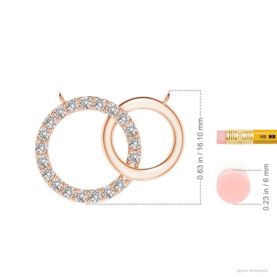 1.8mm IJI1I2 Interlocking Diamond Circle Necklace in Rose Gold ruler