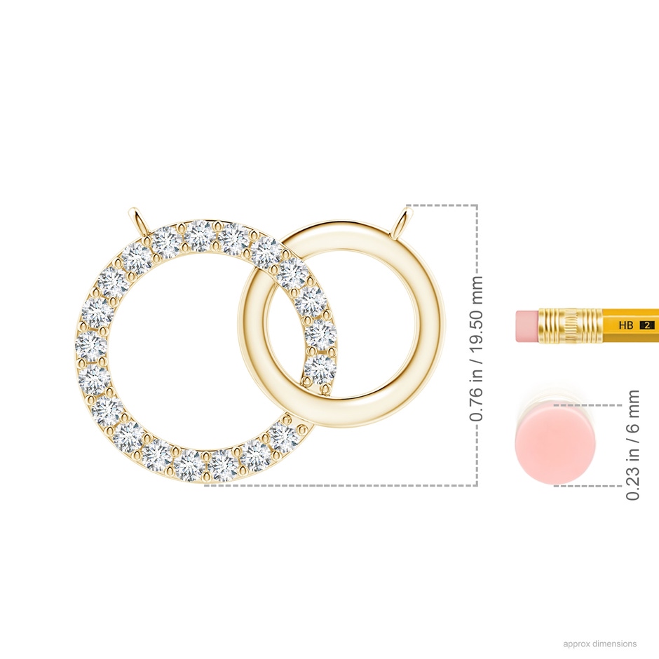2.3mm GVS2 Interlocking Diamond Circle Necklace in Yellow Gold ruler
