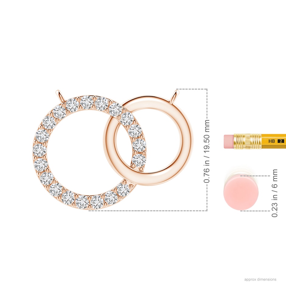 2.3mm HSI2 Interlocking Diamond Circle Necklace in Rose Gold ruler