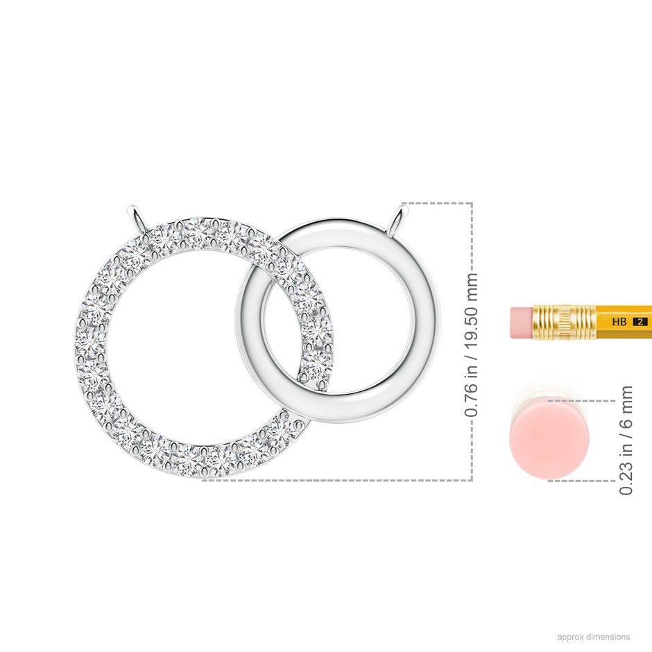 2.3mm HSI2 Interlocking Diamond Circle Necklace in White Gold ruler