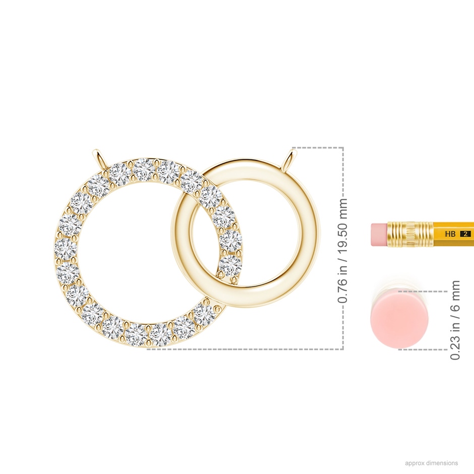 2.3mm HSI2 Interlocking Diamond Circle Necklace in Yellow Gold ruler