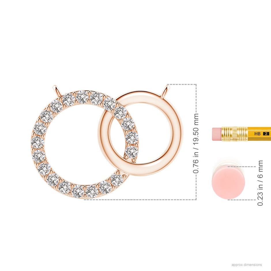 2.3mm IJI1I2 Interlocking Diamond Circle Necklace in Rose Gold ruler