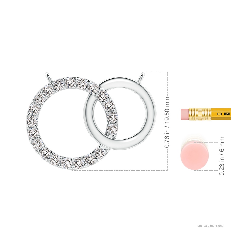 2.3mm IJI1I2 Interlocking Diamond Circle Necklace in White Gold ruler