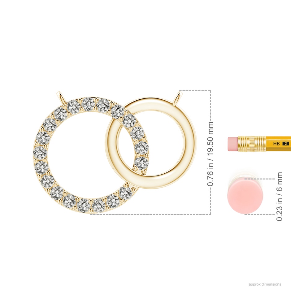 2.3mm KI3 Interlocking Diamond Circle Necklace in Yellow Gold ruler