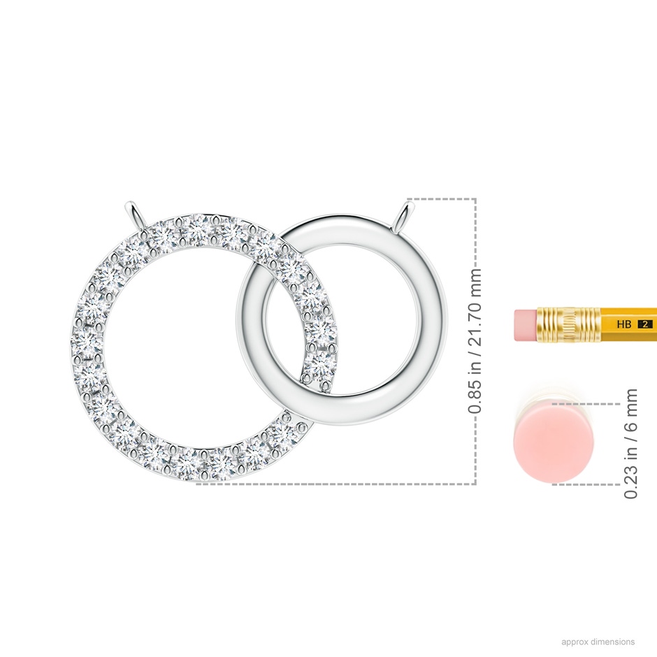 2.6mm GVS2 Interlocking Diamond Circle Necklace in P950 Platinum ruler