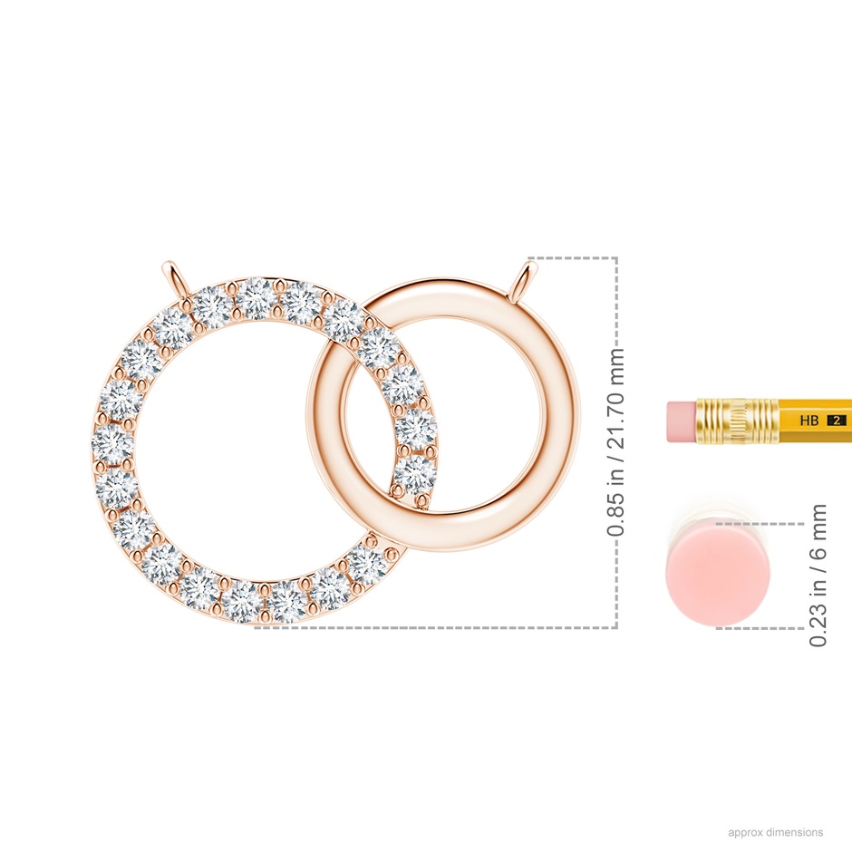 2.6mm GVS2 Interlocking Diamond Circle Necklace in Rose Gold ruler