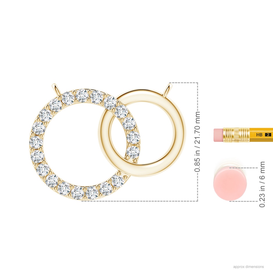 2.6mm GVS2 Interlocking Diamond Circle Necklace in Yellow Gold ruler
