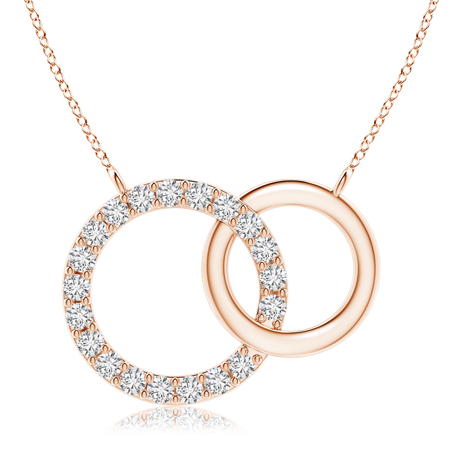2.6mm HSI2 Interlocking Diamond Circle Necklace in 18K Rose Gold
