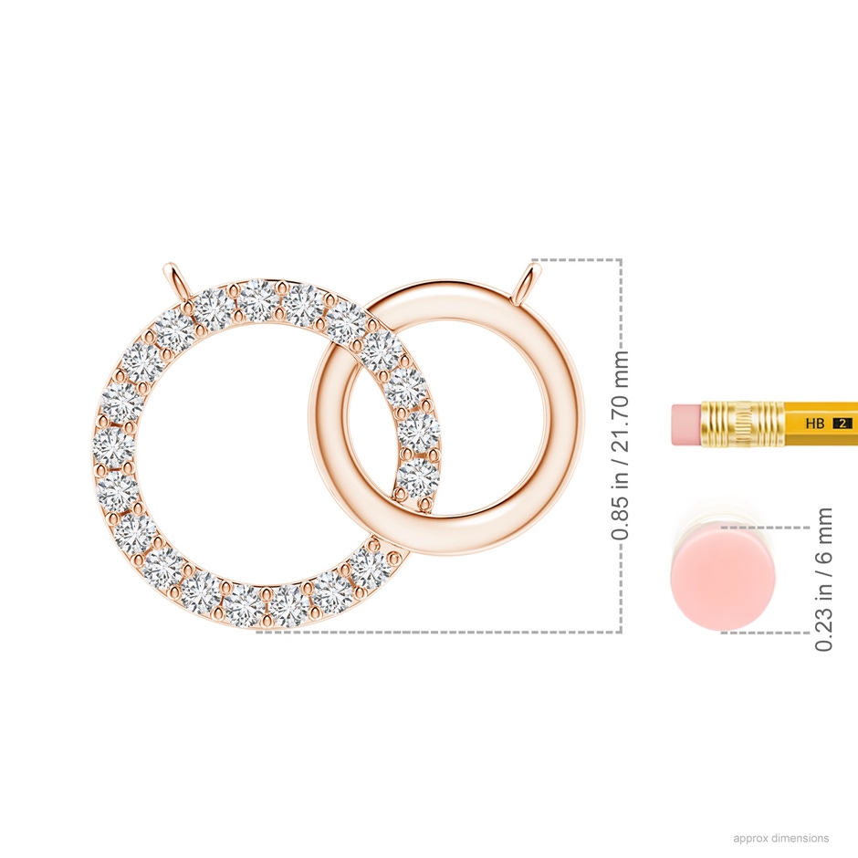 2.6mm HSI2 Interlocking Diamond Circle Necklace in Rose Gold ruler