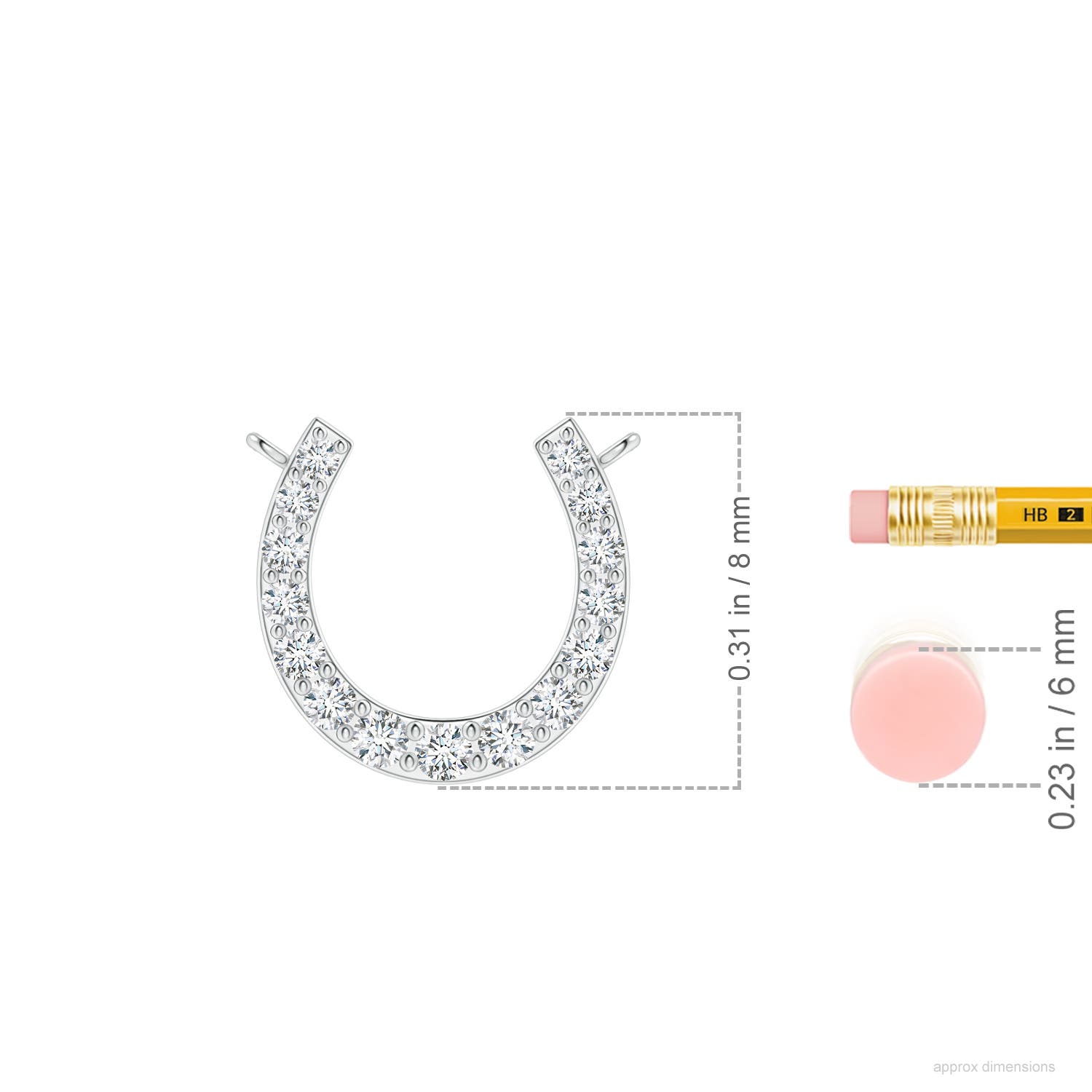 1.2mm GVS2 Classic Diamond Horseshoe Necklace in White Gold - ruler