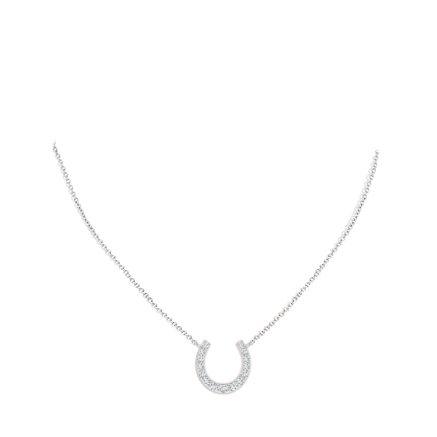1.2mm GVS2 Classic Diamond Horseshoe Necklace in White Gold - body_neck